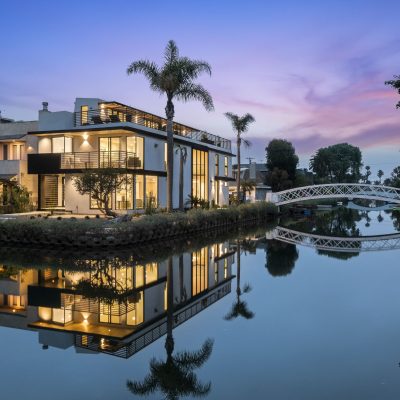 Venice Beach canals home at 2218 Grand Canal exterior night shot
