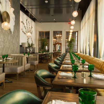 Faith & Flower's sexy and stylish main dining room.